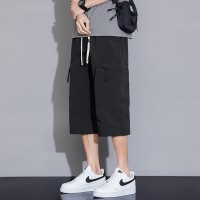 工装七分裤男夏季2024新款冰丝薄款休闲潮牌宽松美式运动短裤子