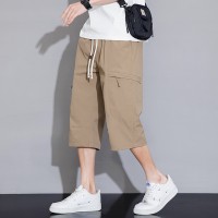 工装七分裤男夏季2024新款冰丝薄款休闲潮牌宽松美式运动短裤子