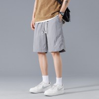 夏天休闲短裤男生夏季薄款宽松沙滩马裤冰丝中裤男士运动五分裤子