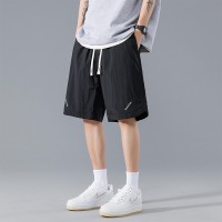夏天休闲短裤男生夏季薄款宽松沙滩马裤冰丝中裤男士运动五分裤子
