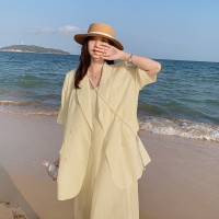 夏装现货韩版短袖西装+吊带裙两件套套装女202A