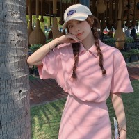 夏装现货买家秀假两件连衣裙学生短袖卫衣裙202A