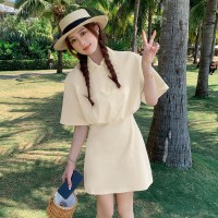 夏装现货买家秀假两件连衣裙学生短袖卫衣裙202A