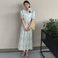 现货2024夏新款可爱甜美碎花娃娃衫清凉一夏连衣裙