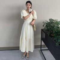 现货2024夏装新款可爱甜美风木耳边清凉一夏连衣裙
