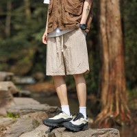 夏天休闲短裤男生夏季薄款宽松沙滩马裤冰丝中裤男士运动五分裤子