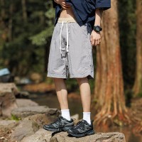 夏天休闲短裤男生夏季薄款宽松沙滩马裤冰丝中裤男士运动五分裤子