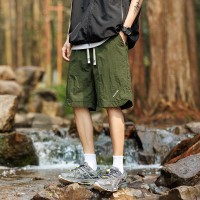 夏天休闲短裤男生夏季薄款宽松沙滩马裤冰丝中裤男士运动五分裤子