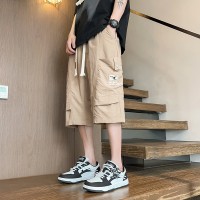 户外男士七分裤夏季薄款宽松直筒学生裤子外穿透气网眼休闲潮短裤