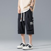 户外男士七分裤夏季薄款宽松直筒学生裤子外穿透气网眼休闲潮短裤