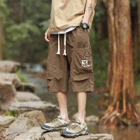 户外男士七分裤夏季薄款宽松直筒学生裤子外穿透气休闲潮短裤