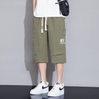 户外男士七分裤夏季薄款宽松直筒学生裤子外穿透气网眼休闲潮短裤