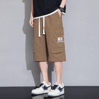 户外男士七分裤夏季薄款宽松直筒学生裤子外穿透气网眼休闲潮短裤
