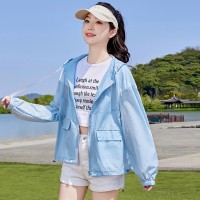 2024夏季新款防晒服短款大版休闲连帽拉链款