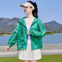 2024夏季新款防晒服短款薄款印花休闲帽防晒皮肤衣