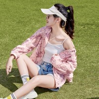 2024夏季新款防晒服短款薄款印花休闲帽防晒皮肤衣