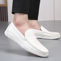 真皮豆豆鞋男鞋2024新款乐福潮鞋男士韩版百搭一脚蹬驾车休闲皮鞋