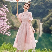 新中式盐缩夏季2024新款时尚减龄温柔风连衣裙现货