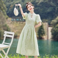 新中式盐缩夏季2024新款时尚减龄温柔风连衣裙现货