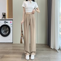 窄版阔腿裤女胖mm大码高腰垂感冰丝直筒高级感西装裤薄款夏
