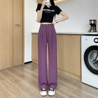 窄版阔腿裤女胖mm大码高腰垂感冰丝直筒高级感西装裤薄款夏