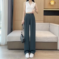 窄版阔腿裤女胖mm大码高腰垂感冰丝直筒高级感西装裤薄款夏