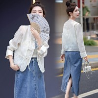 现货~~~2024夏季新款气质新中式蕾丝防晒衣薄款透视外套防晒衫