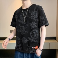大码短袖t恤男士新款夏季纯棉休闲潮流上衣宽松潮流短袖T恤