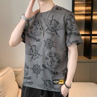 大码短袖t恤男士新款夏季纯棉休闲潮流上衣宽松潮流短袖T恤