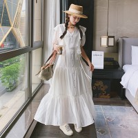 2024蝴蝶木耳边白色仙女连衣裙显瘦199