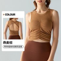 瑜伽服背心带胸垫性感收腰显瘦健身背心跨境欧美外穿运动背心女夏