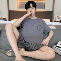 2024年新款男士睡衣夏季薄款短袖短裤春夏款套装可外穿休闲家居服