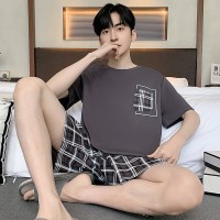 2024年新款男士睡衣夏季薄款短袖短裤春夏款套装可外穿休闲家居服