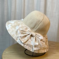 蝴蝶结遮阳帽子女2024夏大帽檐防紫外线渔夫帽出游折叠防晒帽时尚