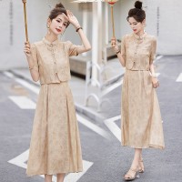 BAO现货新中式女装2024年现货夏装新款设计感时尚气质套装连衣裙