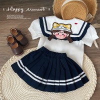 儿童女宝宝夏装套装2024年新款中小童洋气学院风jk裙子夏季两件套