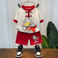 男童装套装2024夏季新款中小童洋气奥特曼短袖两件套潮流儿童衣服