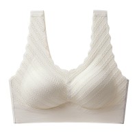 直播一体式蕾丝无痕固体杯乳胶运动内衣无钢圈聚拢文胸裸感美背女