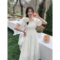 现货－夏季新款法式甜美收腰显瘦连衣裙332