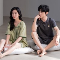 2024新款情侣睡衣夏季纯棉男款女短袖短裤夏天套装轻闲家居服夏款