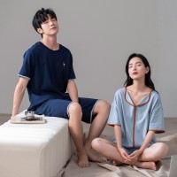 2024新款情侣睡衣夏季纯棉男款女短袖短裤夏天套装轻闲家居服夏款