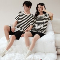 2024新款情侣睡衣夏季纯棉男款女士夏款套装春秋款韩风家居服夏天