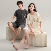 2024新款情侣睡衣夏季纯棉男款女士夏款套装春秋款韩风家居服夏天