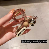 东大门可爱亚克力小狗抓夹女卡通后脑勺盘发夹百搭鲨鱼夹新款头饰