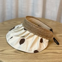 波点遮阳帽子女韩版百搭小清新防晒空顶帽夏季黑胶防紫外线沙滩帽