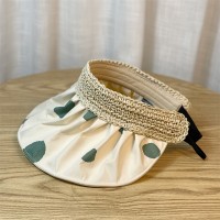 波点遮阳帽子女韩版百搭小清新防晒空顶帽夏季黑胶防紫外线沙滩帽