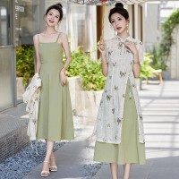 现货~~2024夏季新款新中式百搭两件套连衣裙套装裙