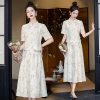 现货新中式女装2024年现货夏装新款设计感时尚气质套装连衣裙