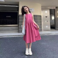 女童洋气无袖公主连衣裙2024夏季儿童宝宝棉布大裙摆韩版背心裙夏