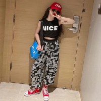 女童套装夏季2024新款儿童网红洋气童装小女孩炸街时髦无袖两件套
